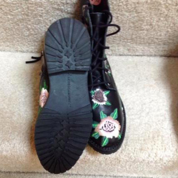 Rebecca Minkoff Black Floral Combat Boots - Picture 6 of 7